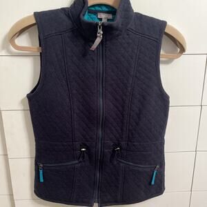 Talbots Quilted Sleeveless Vest Deep Navy Blue Size Petitie